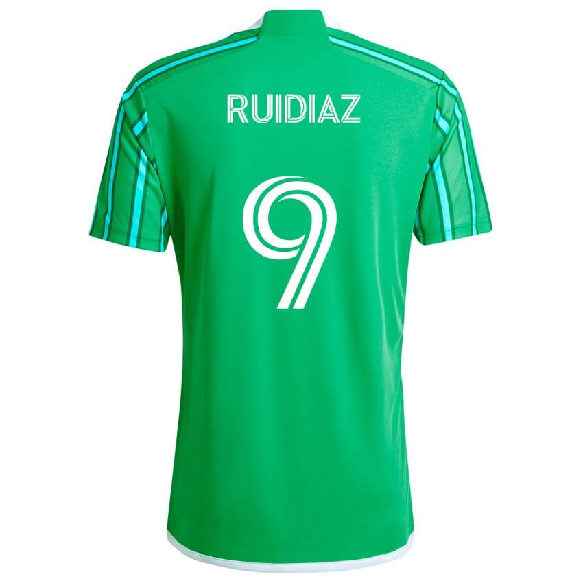 Niño Camiseta Raúl Ruidíaz #9 Verde Blanco 1ª Equipación 2024/25 La Camisa Argentina