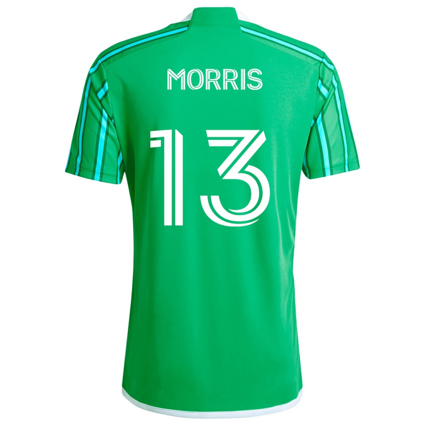 Niño Camiseta Jordan Morris #13 Verde Blanco 1ª Equipación 2024/25 La Camisa Argentina