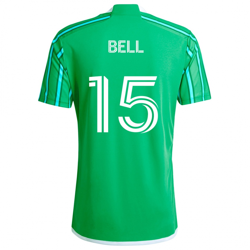 Niño Camiseta Jon Bell #15 Verde Blanco 1ª Equipación 2024/25 La Camisa Argentina