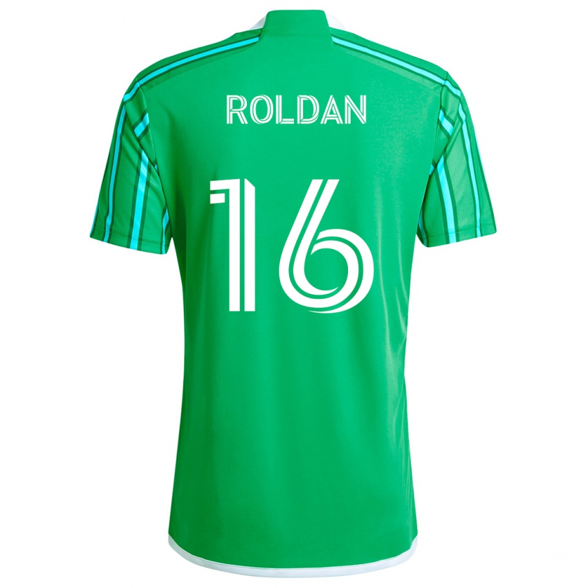 Niño Camiseta Álex Roldán #16 Verde Blanco 1ª Equipación 2024/25 La Camisa Argentina