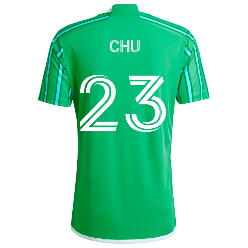 Niño Camiseta Léo Chú #23 Verde Blanco 1ª Equipación 2024/25 La Camisa Argentina