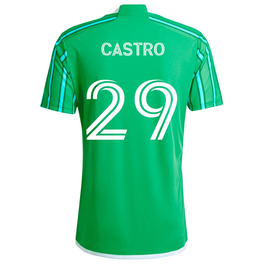 Niño Camiseta Jacob Castro #29 Verde Blanco 1ª Equipación 2024/25 La Camisa Argentina