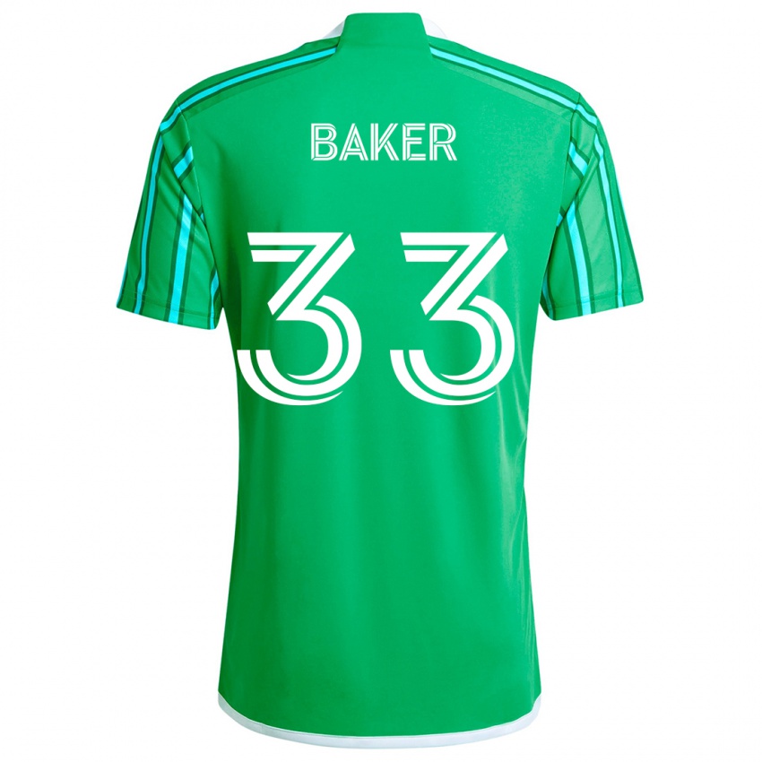 Niño Camiseta Cody Baker #33 Verde Blanco 1ª Equipación 2024/25 La Camisa Argentina