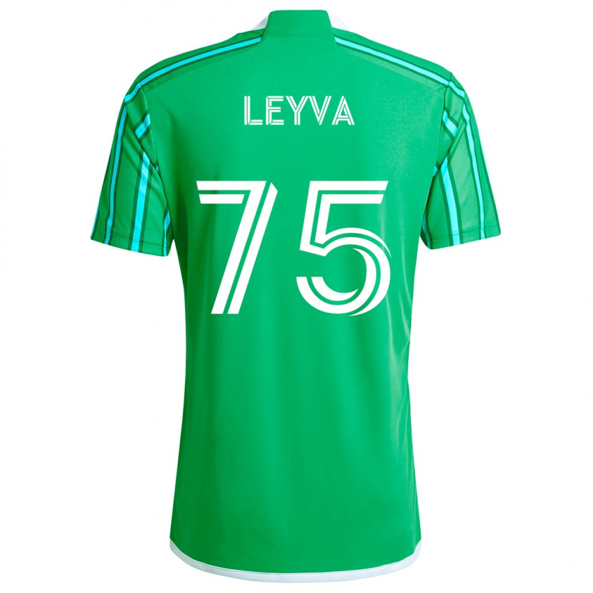 Niño Camiseta Danny Leyva #75 Verde Blanco 1ª Equipación 2024/25 La Camisa Argentina