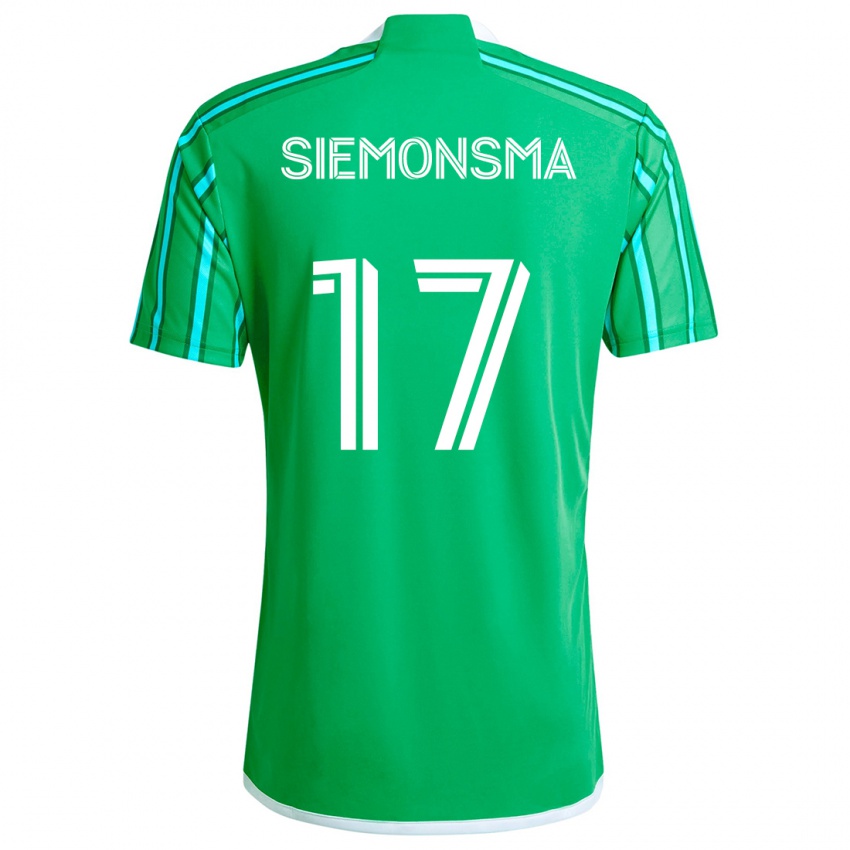 Niño Camiseta Sianna Siemonsma #17 Verde Blanco 1ª Equipación 2024/25 La Camisa Argentina