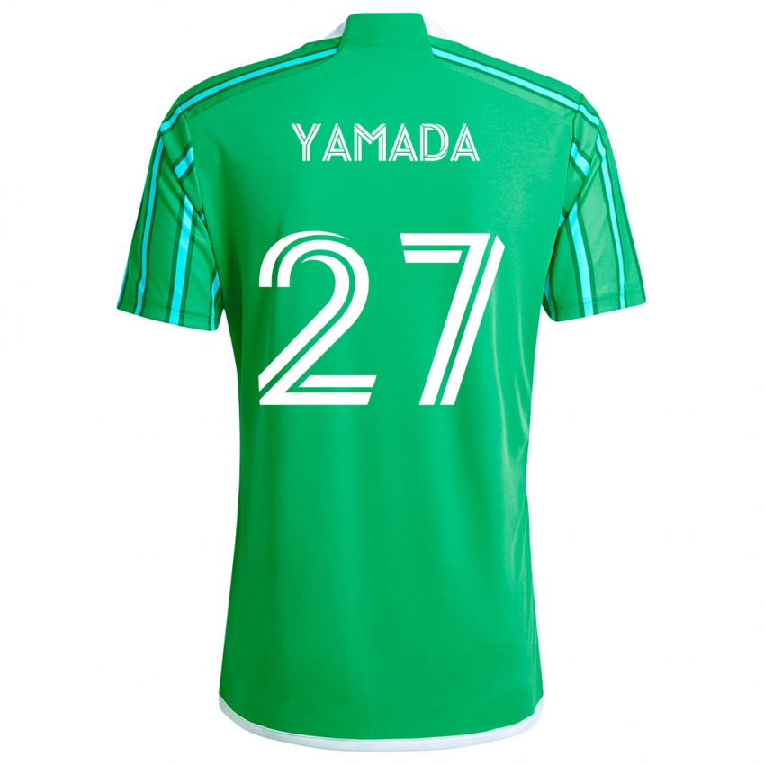 Niño Camiseta Hikari Yamada #27 Verde Blanco 1ª Equipación 2024/25 La Camisa Argentina