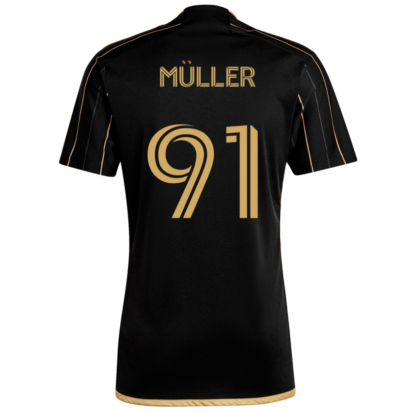 Niño Camiseta Luis Müller #91 Oro Negro 1ª Equipación 2024/25 La Camisa Argentina