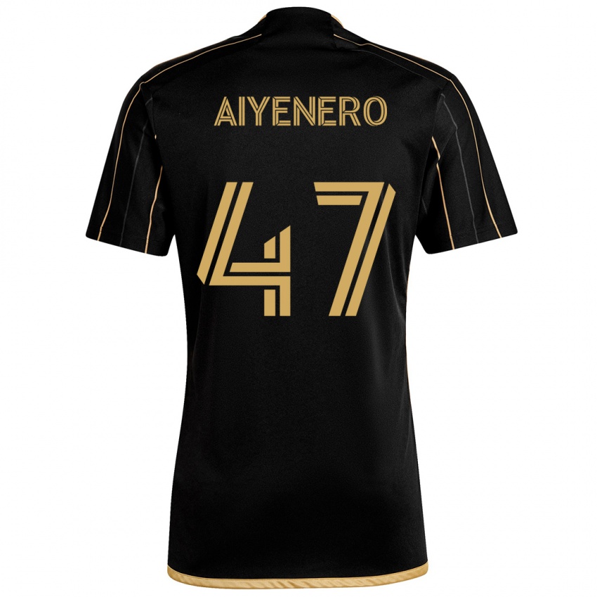 Niño Camiseta Marius Aiyenero #47 Oro Negro 1ª Equipación 2024/25 La Camisa Argentina