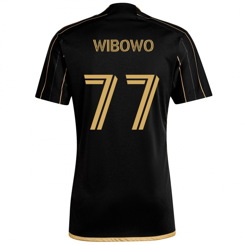 Niño Camiseta Adrian Wibowo #77 Oro Negro 1ª Equipación 2024/25 La Camisa Argentina