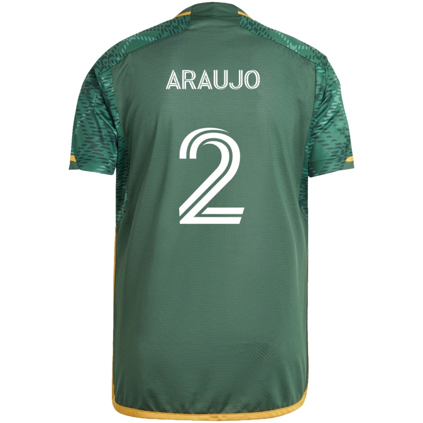 Niño Camiseta Miguel Araujo #2 Verde Naranja 1ª Equipación 2024/25 La Camisa Argentina