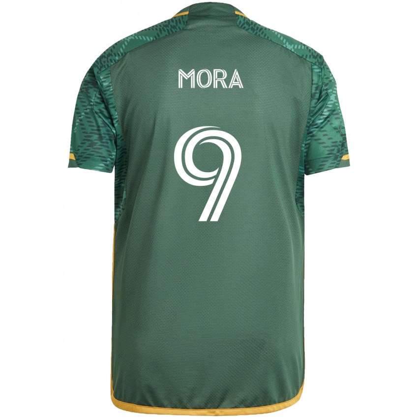 Niño Camiseta Felipe Mora #9 Verde Naranja 1ª Equipación 2024/25 La Camisa Argentina