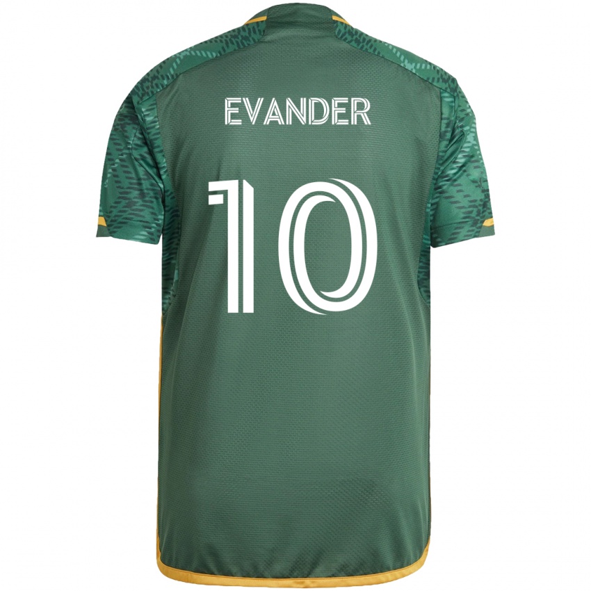 Niño Camiseta Evander #10 Verde Naranja 1ª Equipación 2024/25 La Camisa Argentina