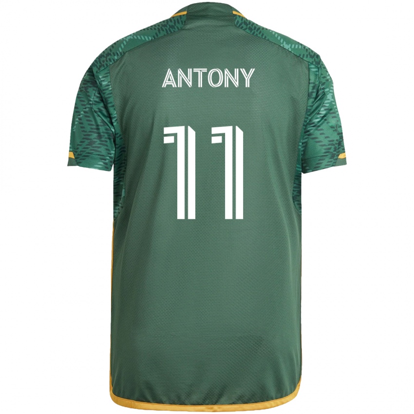 Niño Camiseta Antony #11 Verde Naranja 1ª Equipación 2024/25 La Camisa Argentina