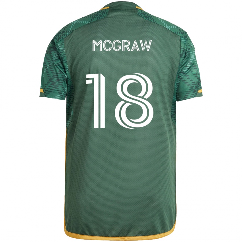 Niño Camiseta Zac Mcgraw #18 Verde Naranja 1ª Equipación 2024/25 La Camisa Argentina