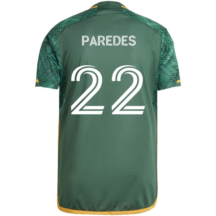 Niño Camiseta Cristhian Paredes #22 Verde Naranja 1ª Equipación 2024/25 La Camisa Argentina