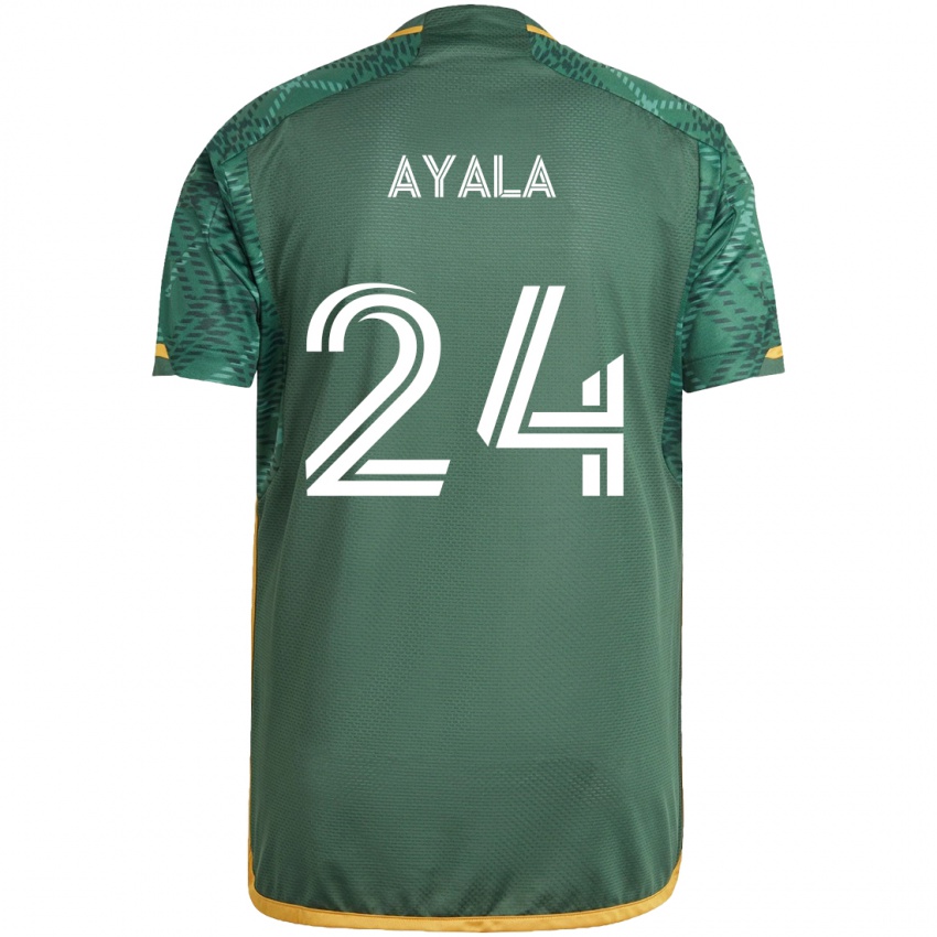 Niño Camiseta David Ayala #24 Verde Naranja 1ª Equipación 2024/25 La Camisa Argentina