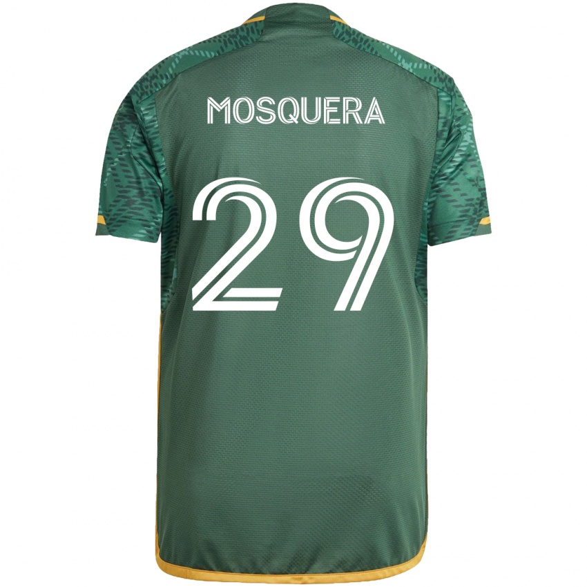 Niño Camiseta Juan David Mosquera #29 Verde Naranja 1ª Equipación 2024/25 La Camisa Argentina