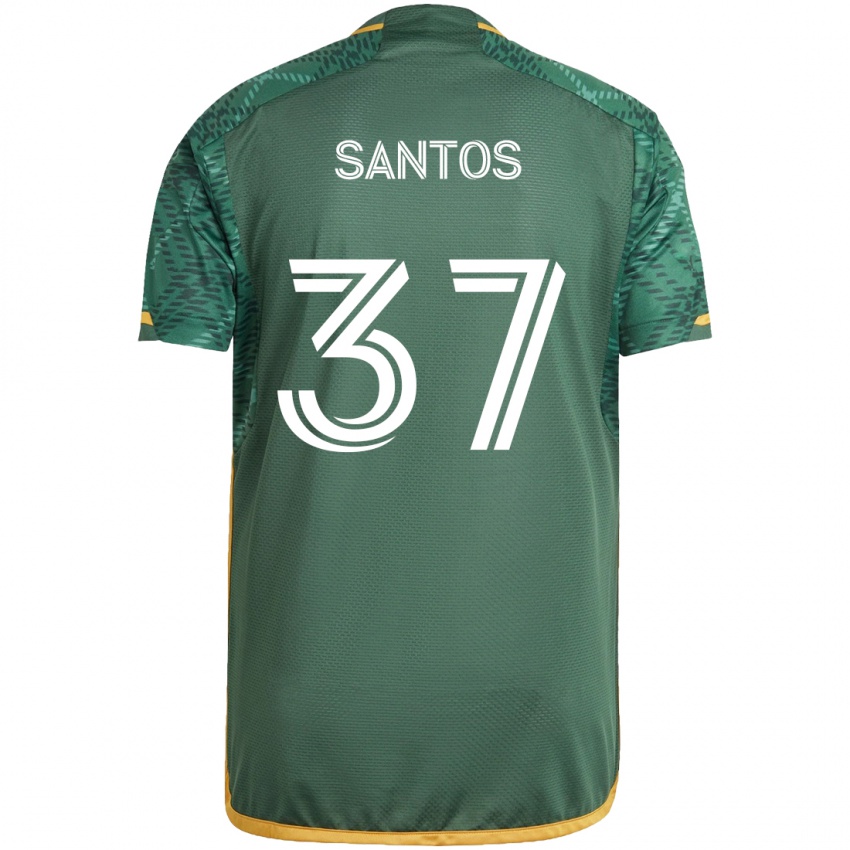 Niño Camiseta Noah Santos #37 Verde Naranja 1ª Equipación 2024/25 La Camisa Argentina