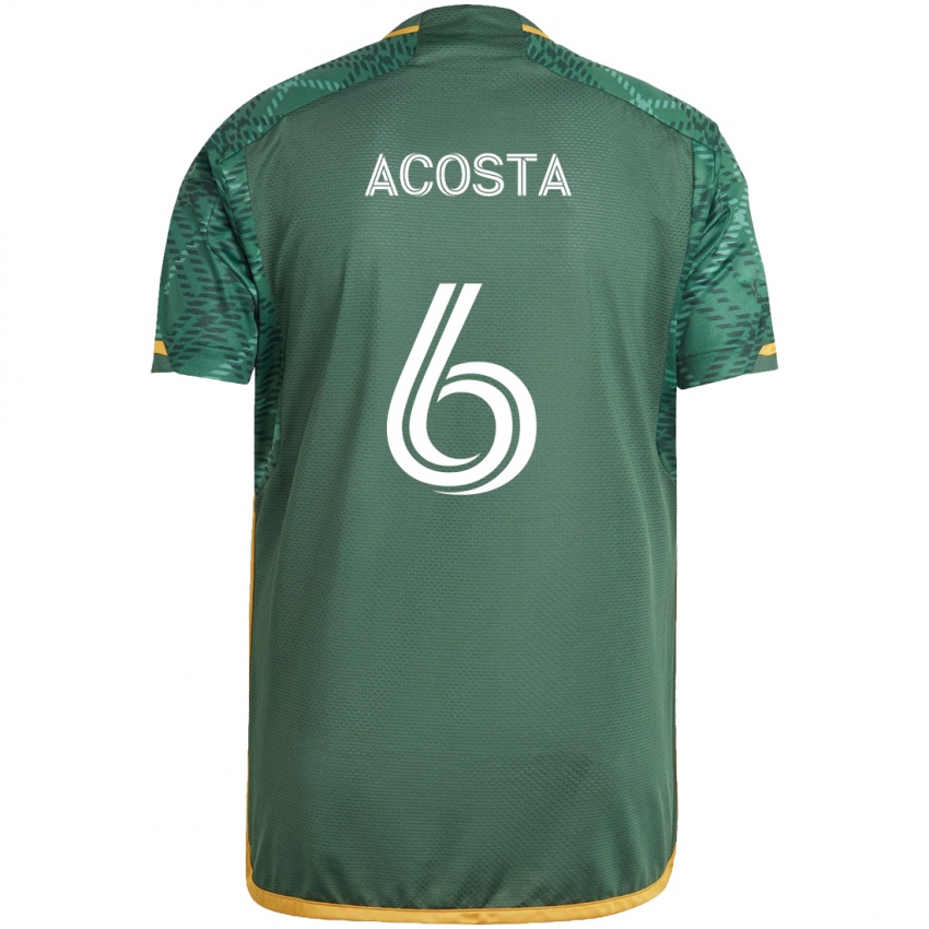 Niño Camiseta Bryan Acosta #6 Verde Naranja 1ª Equipación 2024/25 La Camisa Argentina