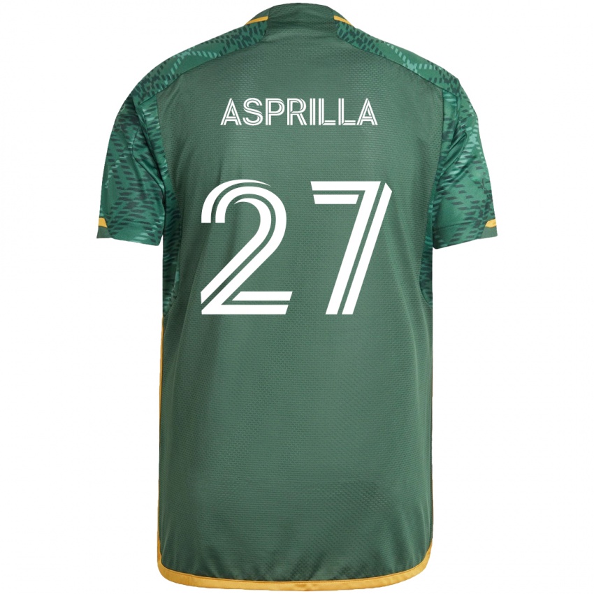 Niño Camiseta Dairon Asprilla #27 Verde Naranja 1ª Equipación 2024/25 La Camisa Argentina