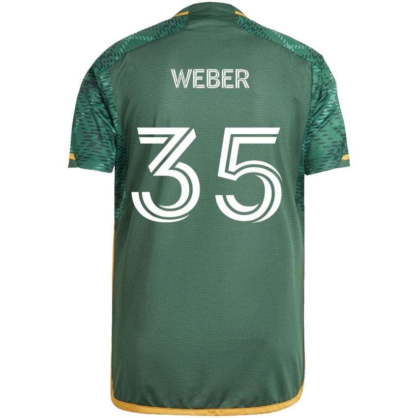 Niño Camiseta Tristan Weber #35 Verde Naranja 1ª Equipación 2024/25 La Camisa Argentina