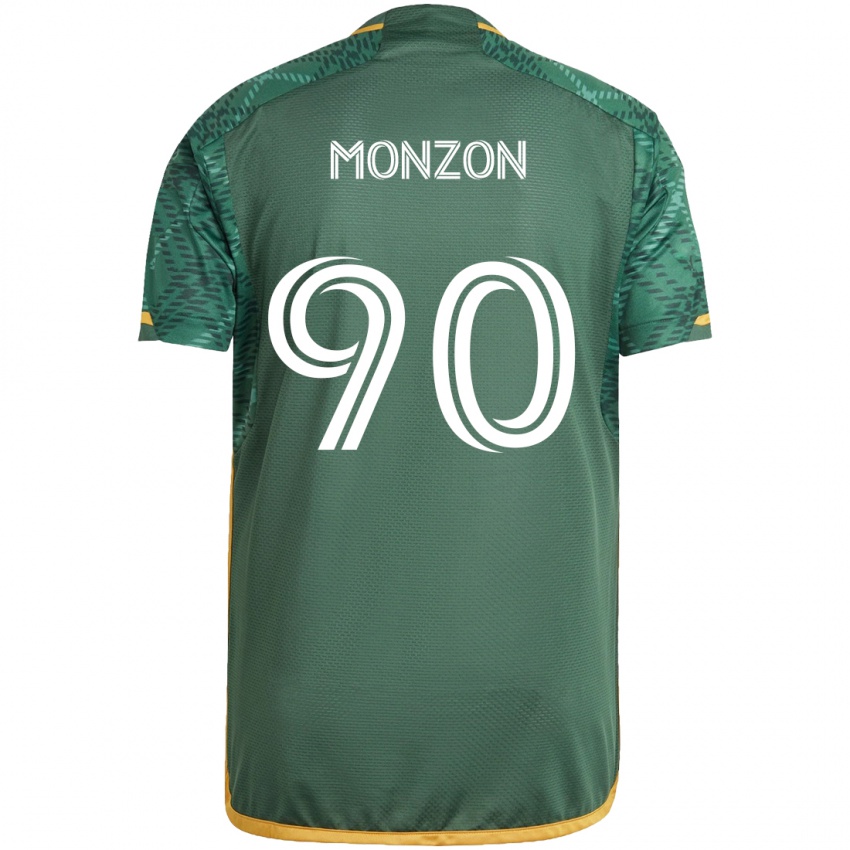 Niño Camiseta Florián Monzón #90 Verde Naranja 1ª Equipación 2024/25 La Camisa Argentina