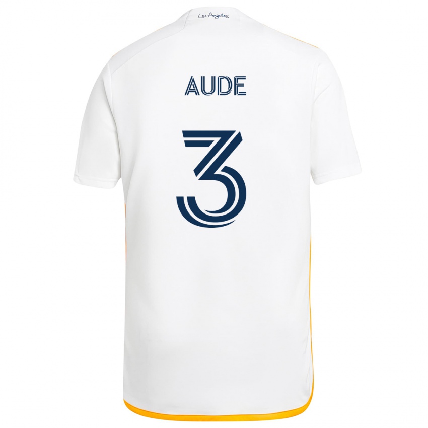 Niño Camiseta Julián Aude #3 Blanco Amarillo 1ª Equipación 2024/25 La Camisa Argentina