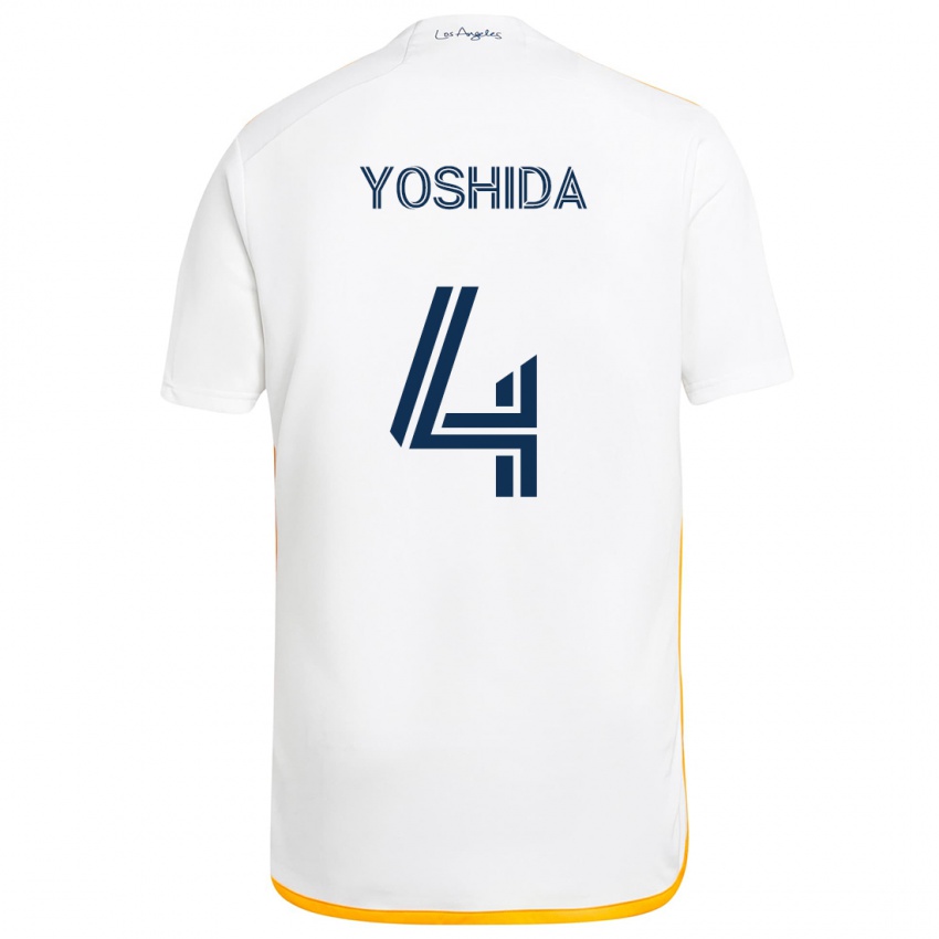 Niño Camiseta Maya Yoshida #4 Blanco Amarillo 1ª Equipación 2024/25 La Camisa Argentina