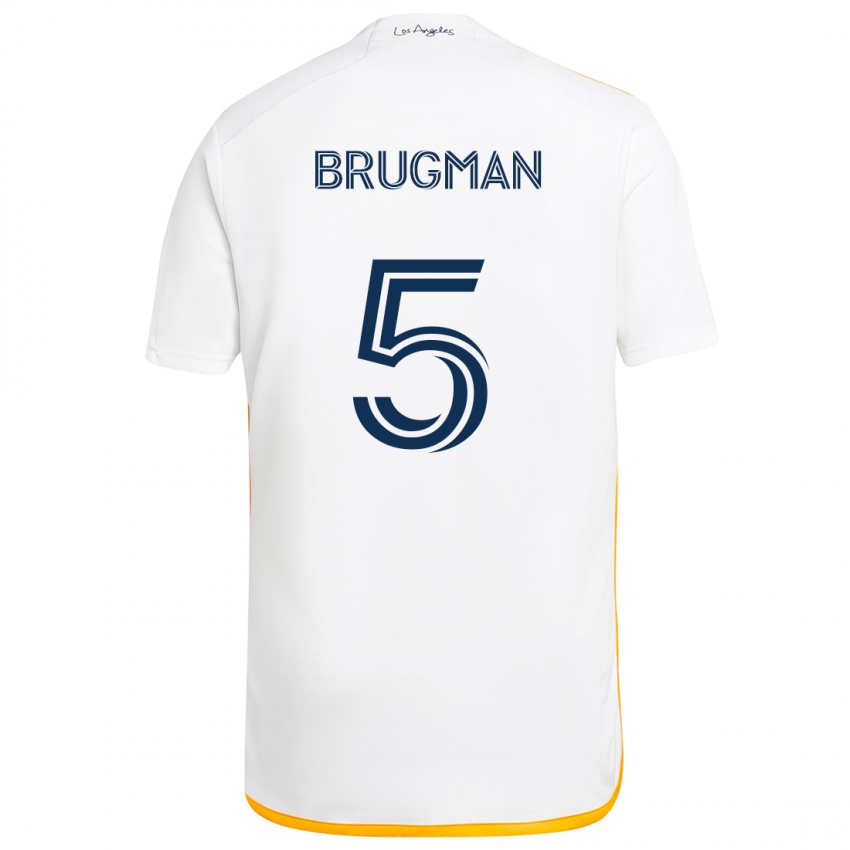 Niño Camiseta Gastón Brugman #5 Blanco Amarillo 1ª Equipación 2024/25 La Camisa Argentina