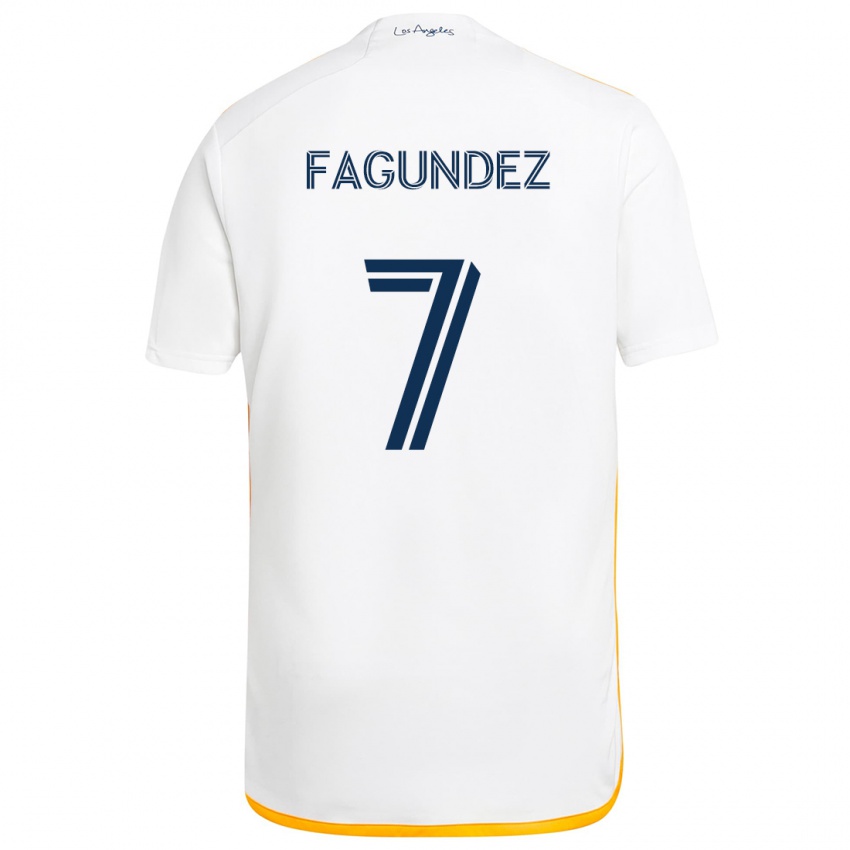 Niño Camiseta Diego Fagúndez #7 Blanco Amarillo 1ª Equipación 2024/25 La Camisa Argentina