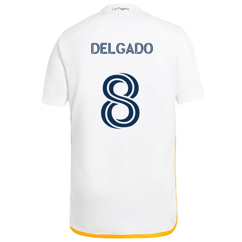 Niño Camiseta Mark Delgado #8 Blanco Amarillo 1ª Equipación 2024/25 La Camisa Argentina