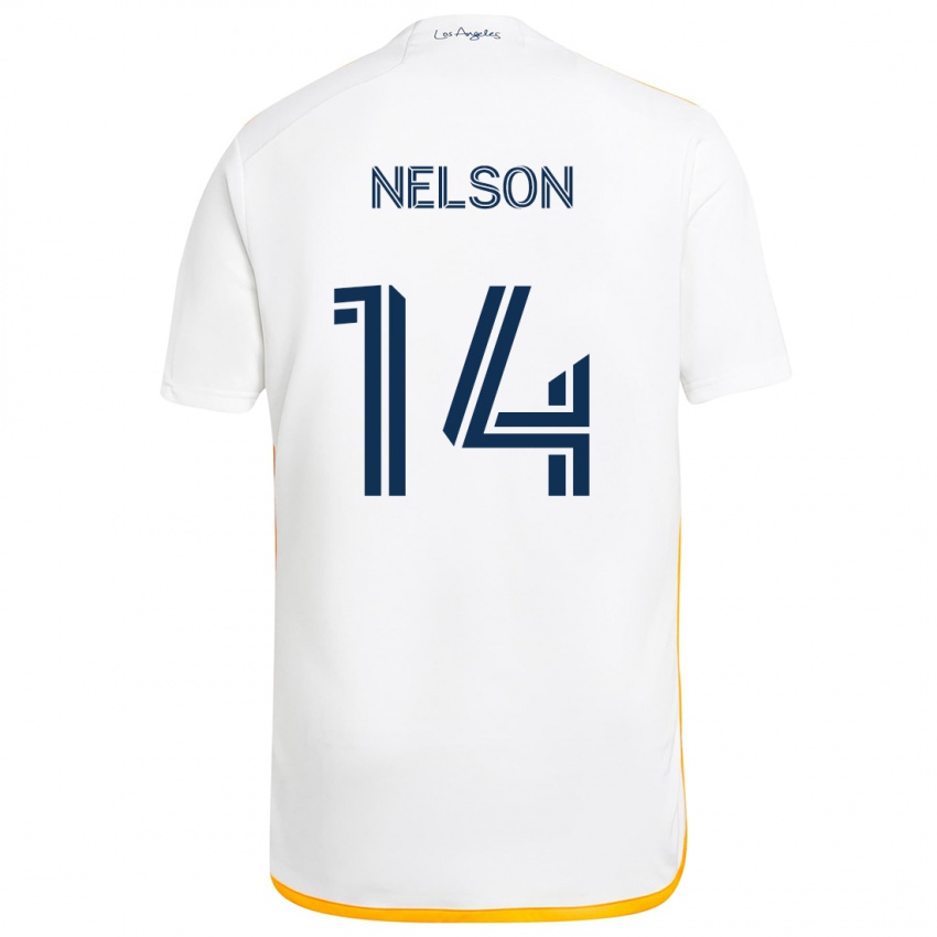 Niño Camiseta John Nelson #14 Blanco Amarillo 1ª Equipación 2024/25 La Camisa Argentina