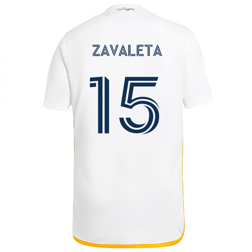 Niño Camiseta Eriq Zavaleta #15 Blanco Amarillo 1ª Equipación 2024/25 La Camisa Argentina