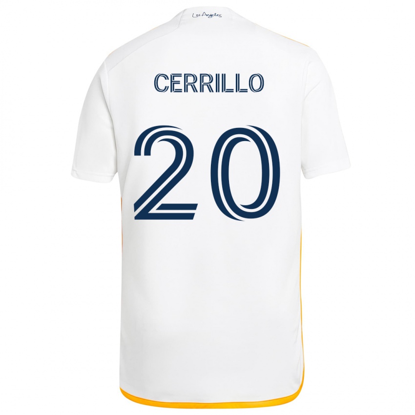 Niño Camiseta Edwin Cerrillo #20 Blanco Amarillo 1ª Equipación 2024/25 La Camisa Argentina