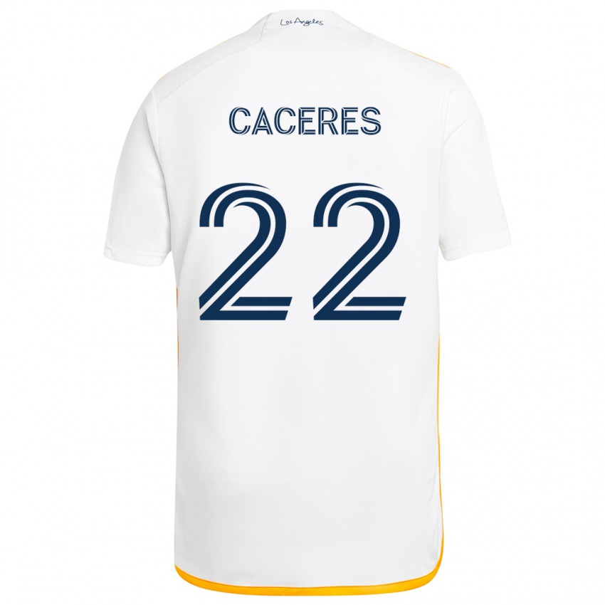 Niño Camiseta Martín Cáceres #22 Blanco Amarillo 1ª Equipación 2024/25 La Camisa Argentina