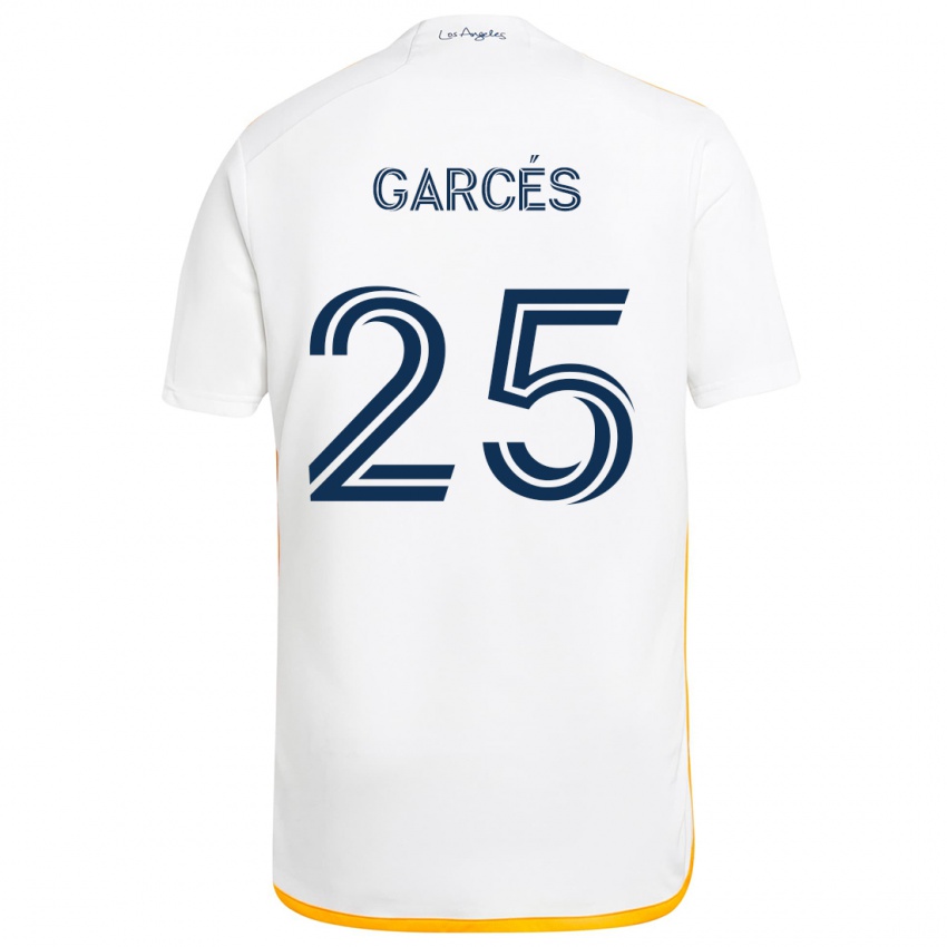 Niño Camiseta Carlos Garcés #25 Blanco Amarillo 1ª Equipación 2024/25 La Camisa Argentina