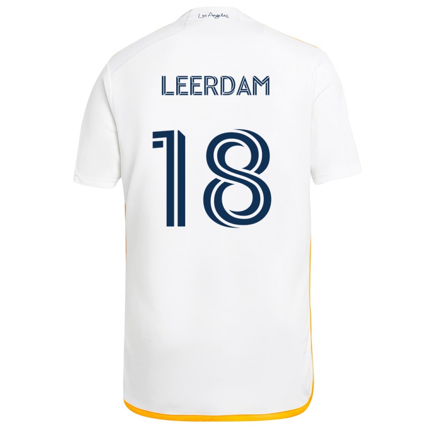 Niño Camiseta Kelvin Leerdam #18 Blanco Amarillo 1ª Equipación 2024/25 La Camisa Argentina