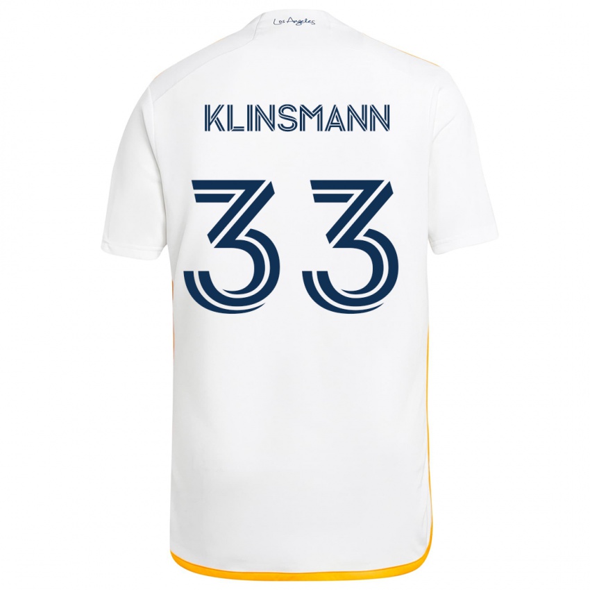 Niño Camiseta Jonathan Klinsmann #33 Blanco Amarillo 1ª Equipación 2024/25 La Camisa Argentina