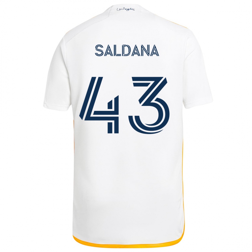 Niño Camiseta Adam Saldaña #43 Blanco Amarillo 1ª Equipación 2024/25 La Camisa Argentina