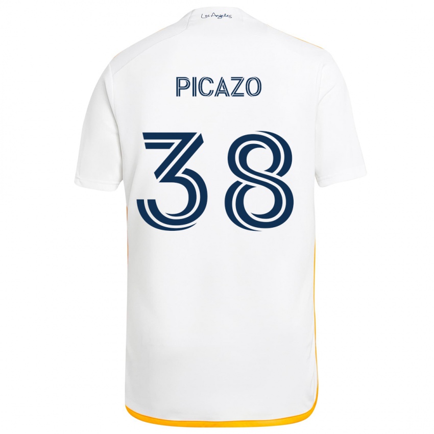 Niño Camiseta Axel Picazo #38 Blanco Amarillo 1ª Equipación 2024/25 La Camisa Argentina