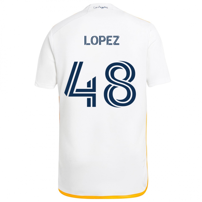 Niño Camiseta Diego López #48 Blanco Amarillo 1ª Equipación 2024/25 La Camisa Argentina