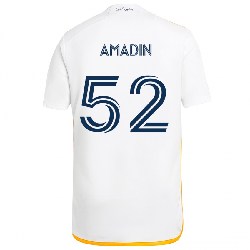 Niño Camiseta Elijah Amadin #52 Blanco Amarillo 1ª Equipación 2024/25 La Camisa Argentina