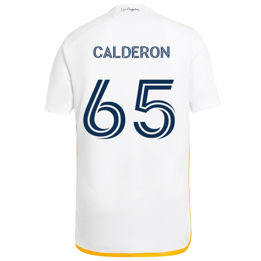 Niño Camiseta Juan Calderón #65 Blanco Amarillo 1ª Equipación 2024/25 La Camisa Argentina