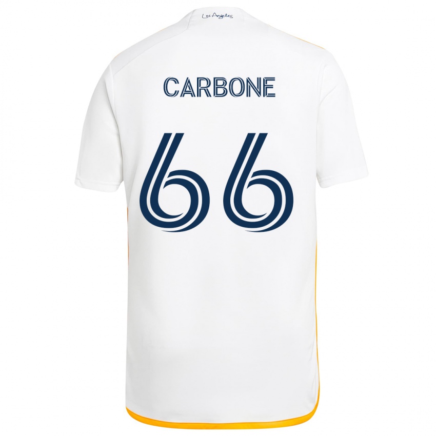 Niño Camiseta Matteo Carbone #66 Blanco Amarillo 1ª Equipación 2024/25 La Camisa Argentina