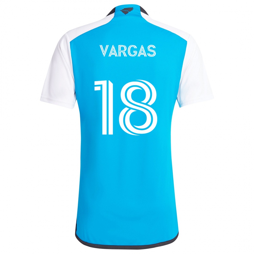 Niño Camiseta Kerwin Vargas #18 Azul Blanco 1ª Equipación 2024/25 La Camisa Argentina