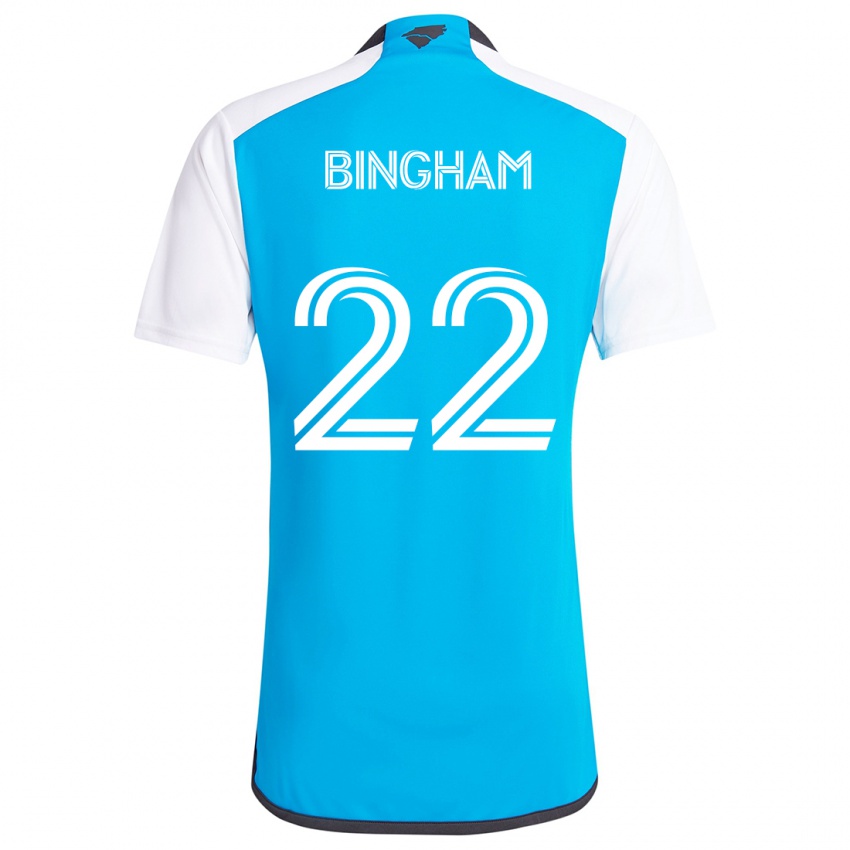 Niño Camiseta David Bingham #22 Azul Blanco 1ª Equipación 2024/25 La Camisa Argentina