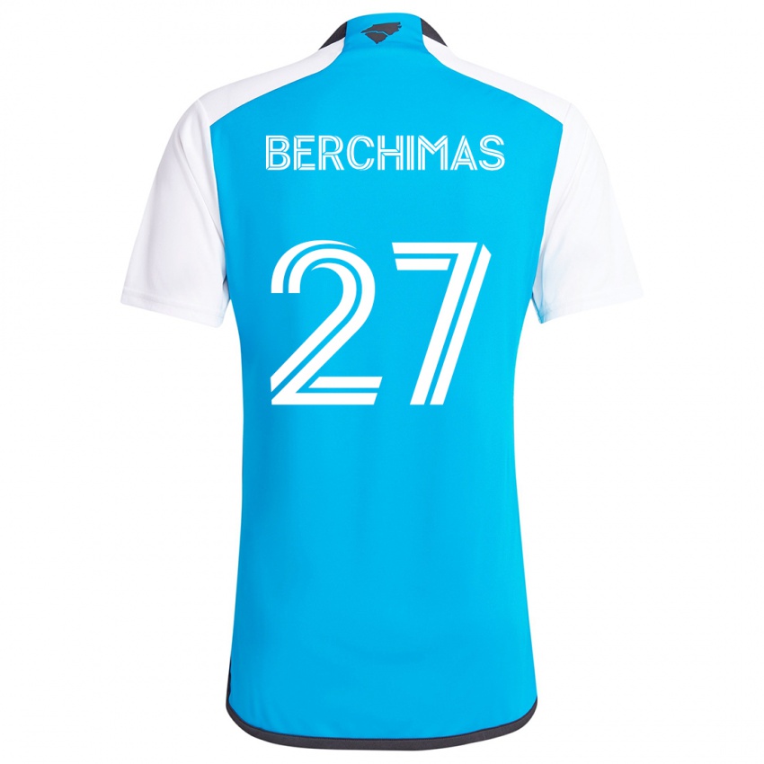 Niño Camiseta Nimfasha Berchimas #27 Azul Blanco 1ª Equipación 2024/25 La Camisa Argentina