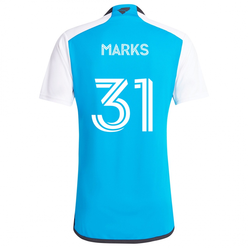 Niño Camiseta George Marks #31 Azul Blanco 1ª Equipación 2024/25 La Camisa Argentina