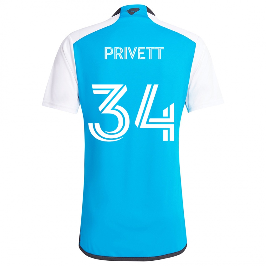 Niño Camiseta Andrew Privett #34 Azul Blanco 1ª Equipación 2024/25 La Camisa Argentina