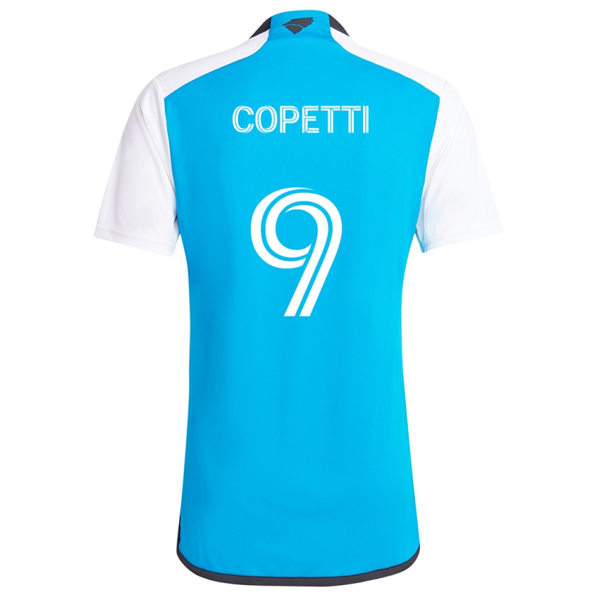 Niño Camiseta Enzo Copetti #9 Azul Blanco 1ª Equipación 2024/25 La Camisa Argentina